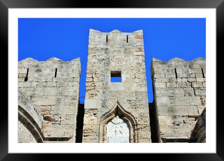Rhodes city castle on Rhodes - Greece  Framed Mounted Print by M. J. Photography
