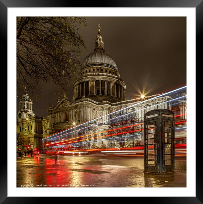 St.Paul’s Cathedral  at night  Framed Mounted Print by David Belcher