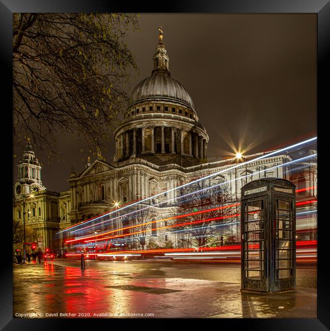 St.Paul’s Cathedral  at night  Framed Print by David Belcher