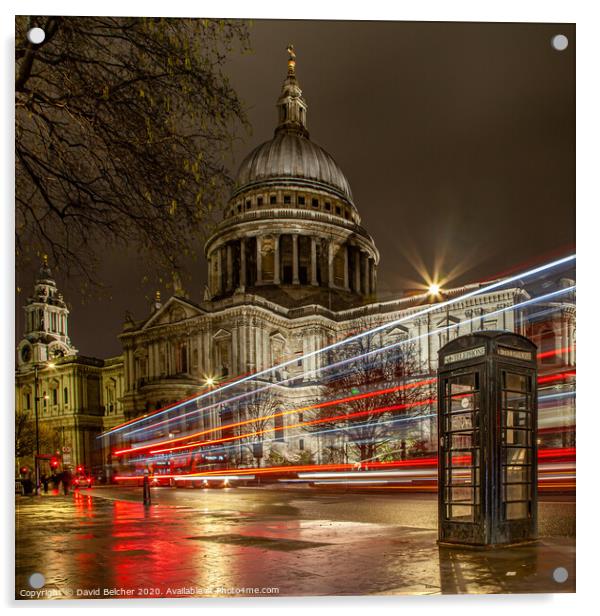 St.Paul’s Cathedral  at night  Acrylic by David Belcher