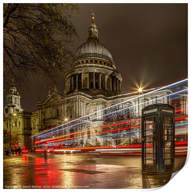 St.Paul’s Cathedral  at night  Print by David Belcher