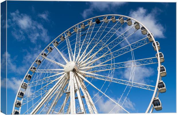 Looking up at the Liverpool wheel Canvas Print by Jason Wells