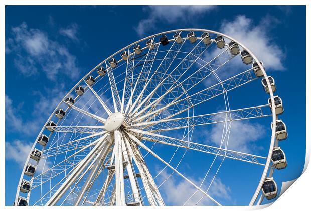 Looking up at the Liverpool wheel Print by Jason Wells