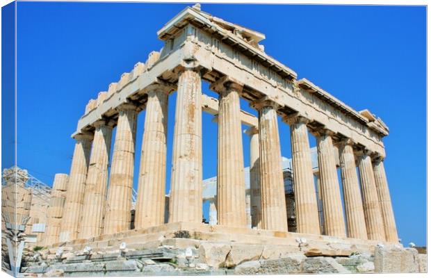 Parthenon temple in Acropolis Hill in Athens, Gree Canvas Print by M. J. Photography