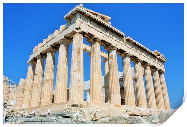 Parthenon temple in Acropolis Hill in Athens, Greece  Print by M. J. Photography