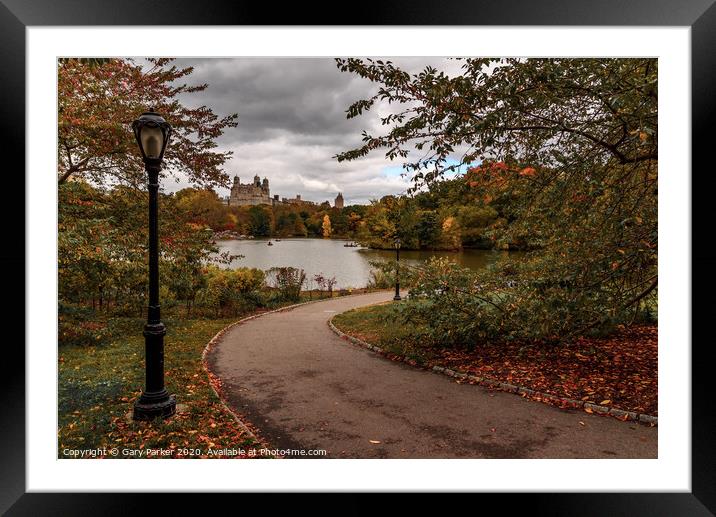 Central Park, New York, in the Autumn Framed Mounted Print by Gary Parker