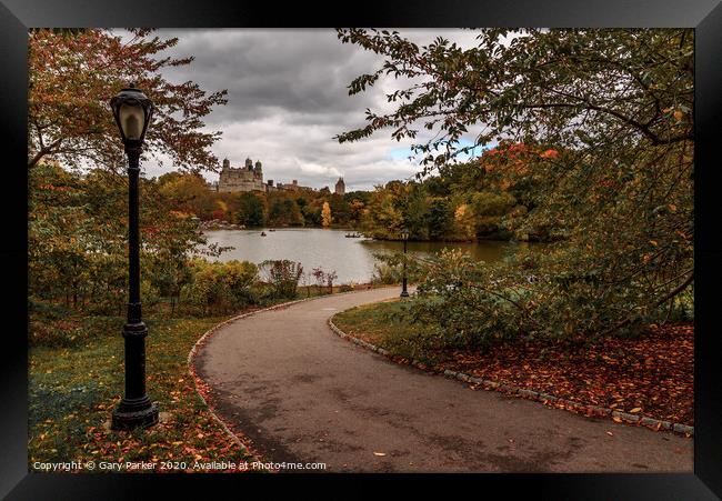 Central Park, New York, in the Autumn Framed Print by Gary Parker