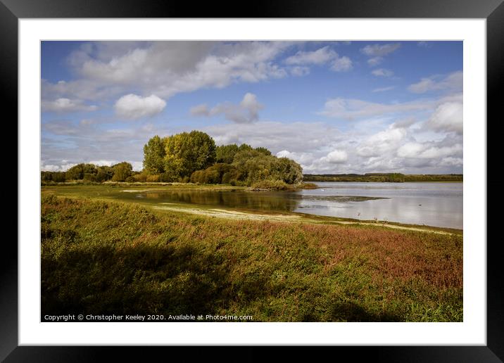 Rutland Water cloudy skies Framed Mounted Print by Christopher Keeley