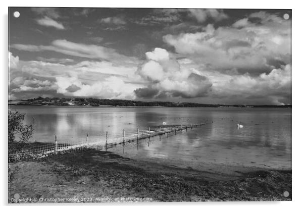 Cloudy skies over Rutland Water Acrylic by Christopher Keeley