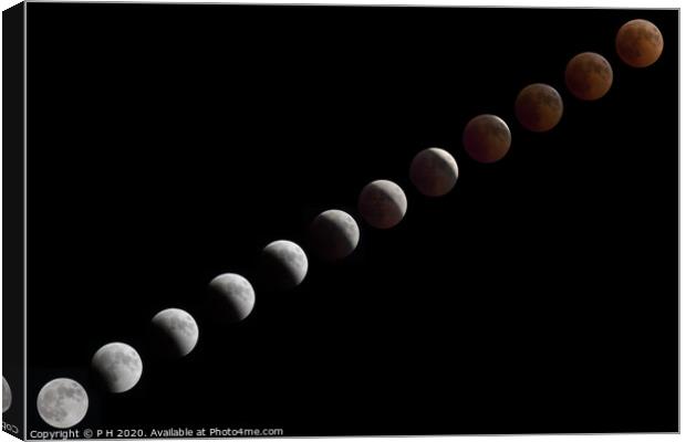 Lunar Eclipse Sequence Canvas Print by P H