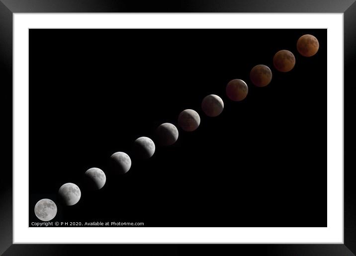 Lunar Eclipse Sequence Framed Mounted Print by P H