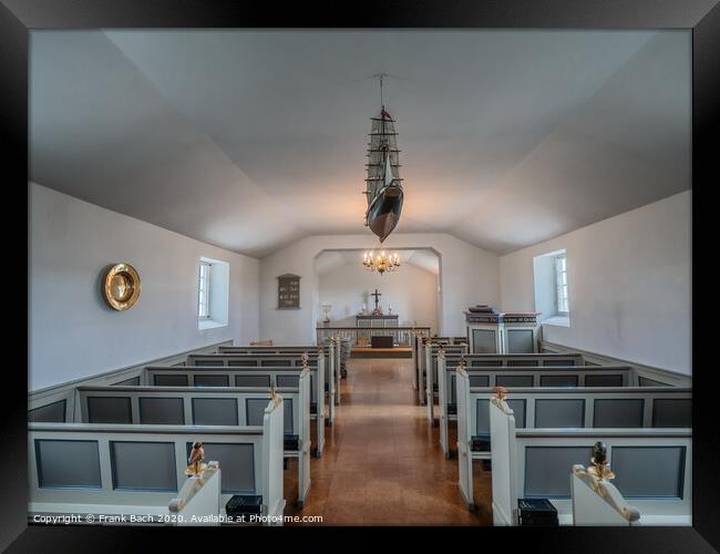 Small church interior in Lild village Denmark Framed Print by Frank Bach