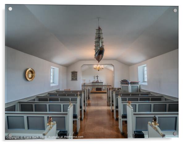 Small church interior in Lild village Denmark Acrylic by Frank Bach