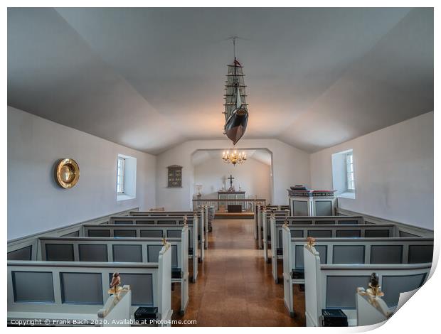 Small church interior in Lild village Denmark Print by Frank Bach
