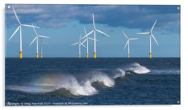Wind Turbines Redcar  Acrylic by Greg Marshall