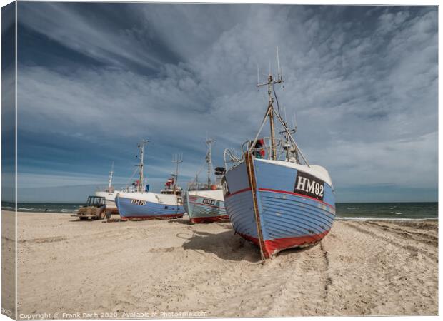 Coastal cutters at Thorup beach in the western part of Denmark Canvas Print by Frank Bach