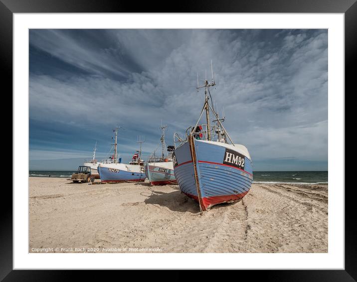 Coastal cutters at Thorup beach in the western part of Denmark Framed Mounted Print by Frank Bach