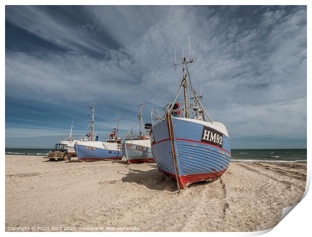 Coastal cutters at Thorup beach in the western part of Denmark Print by Frank Bach