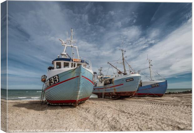 Coastal cutters at Thorup beach in the western part of Denmark Canvas Print by Frank Bach