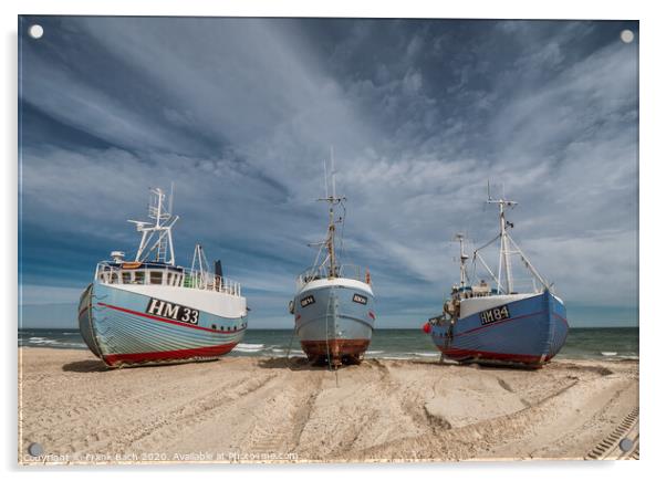 Coastal cutters at Thorup beach in the western part of Denmark Acrylic by Frank Bach