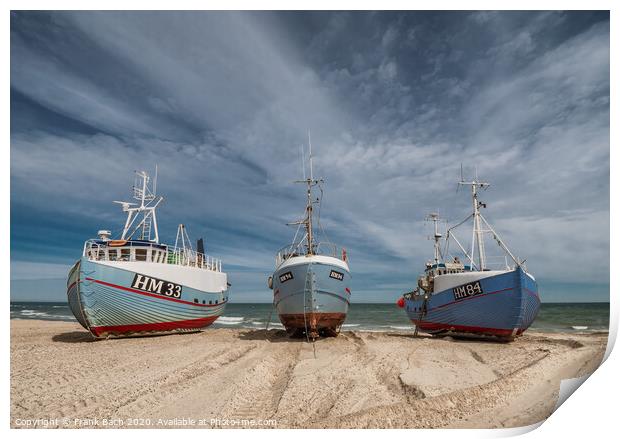 Coastal cutters at Thorup beach in the western part of Denmark Print by Frank Bach
