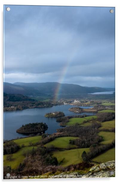 Derwent Water rainbow Acrylic by Greg Marshall
