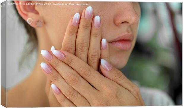 Beautiful woman's nails with beautiful french manicure ombre Canvas Print by Sergii Petruk