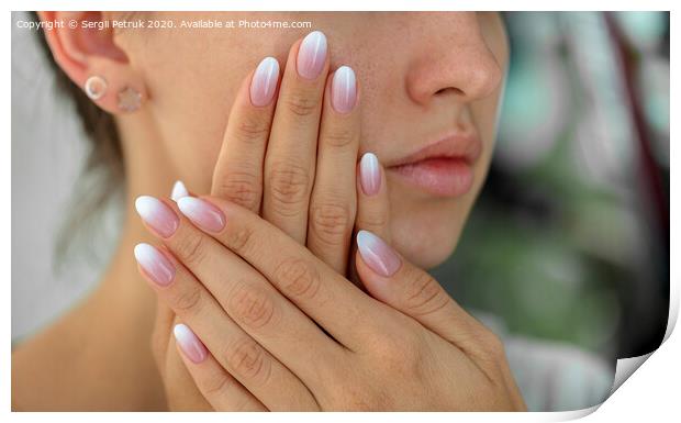 Beautiful woman's nails with beautiful french manicure ombre Print by Sergii Petruk