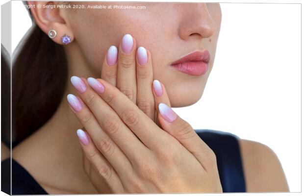 Beautiful woman's nails with beautiful french manicure ombre Canvas Print by Sergii Petruk