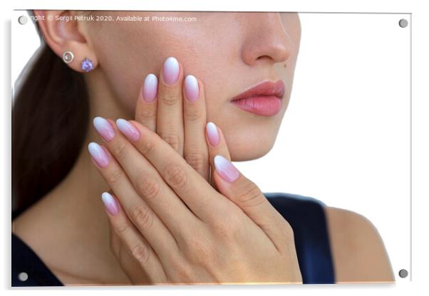 Beautiful woman's nails with beautiful french manicure ombre Acrylic by Sergii Petruk