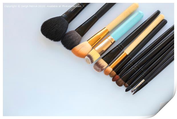 set of various professional cosmetic makeup brushes on a light background close-up Print by Sergii Petruk
