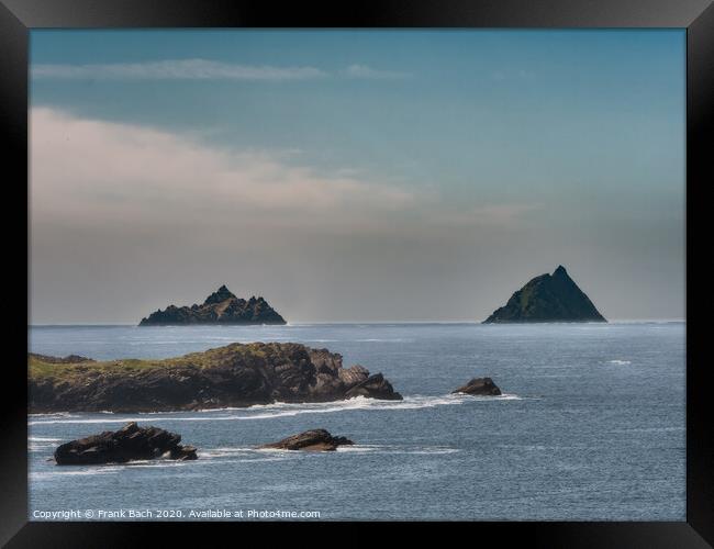 Skellig islands seen from Valentia island Framed Print by Frank Bach