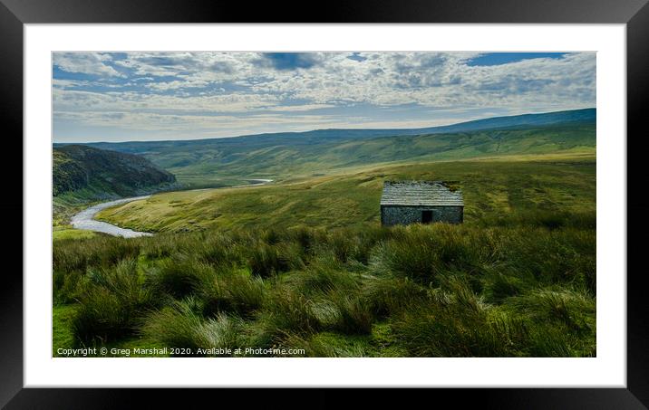 Old Barn River Tees Pennines Framed Mounted Print by Greg Marshall