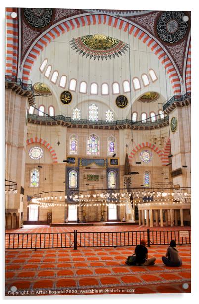 Suleymaniye Mosque Interior In Istanbul Acrylic by Artur Bogacki