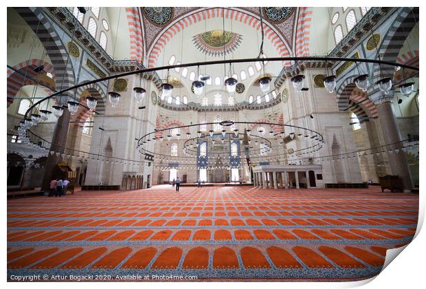 Suleymaniye Mosque Interior Print by Artur Bogacki