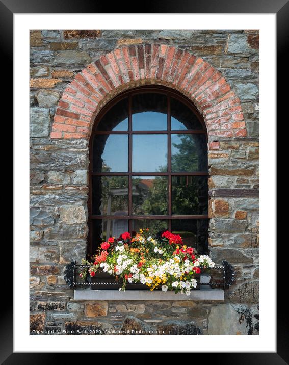 Old rustic window with flowers Framed Mounted Print by Frank Bach
