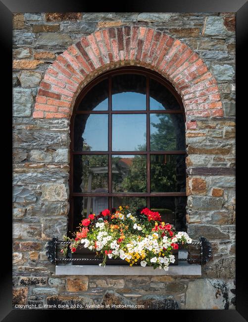 Old rustic window with flowers Framed Print by Frank Bach