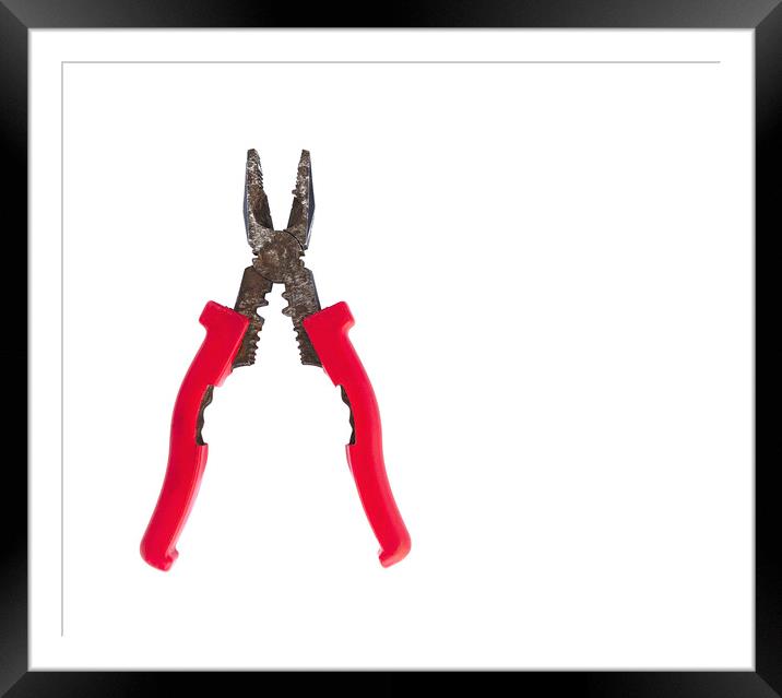 old rusty tools pliers isolated on a white background Framed Mounted Print by Sergii Petruk