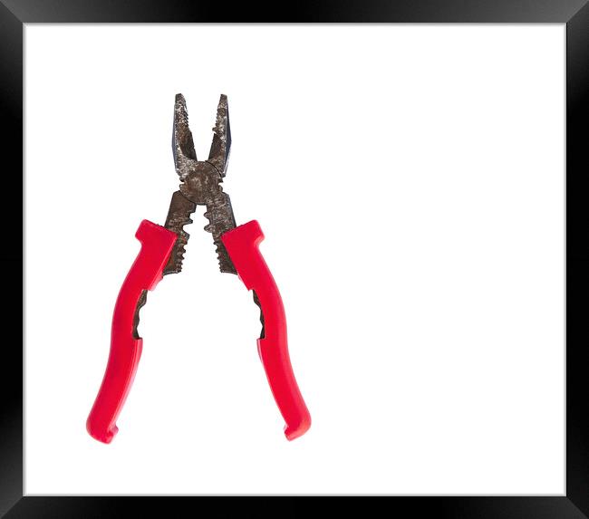 old rusty tools pliers isolated on a white background Framed Print by Sergii Petruk