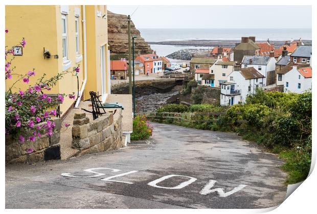 Steep road leading into Staithes Print by Jason Wells