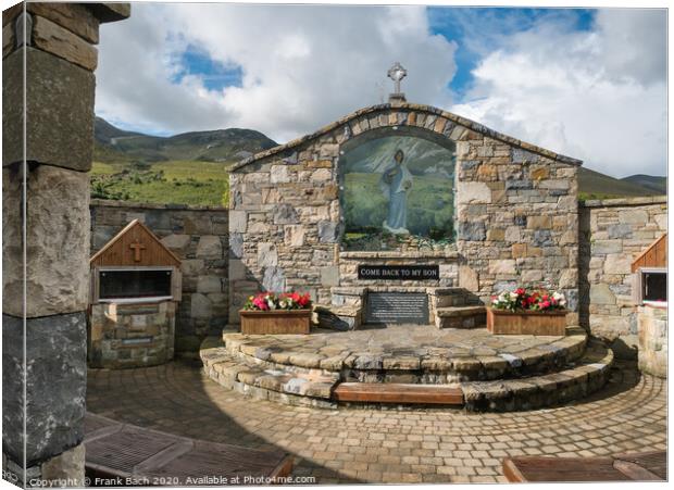 The statue of Our Lady of Medjugorie with Croagh Patrick in the background Canvas Print by Frank Bach