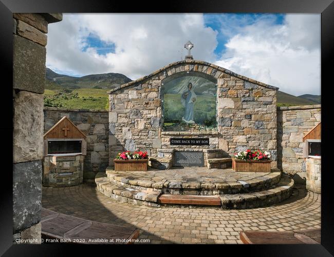 The statue of Our Lady of Medjugorie with Croagh Patrick in the background Framed Print by Frank Bach