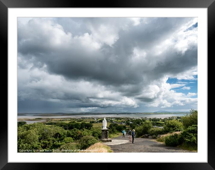 Pathway start with statue to Croagh Patrick in Westport Ireland Framed Mounted Print by Frank Bach