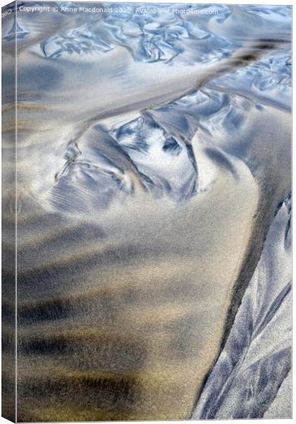 Sand Patterns At Meal Beach, Burra, Shetland. Canvas Print by Anne Macdonald