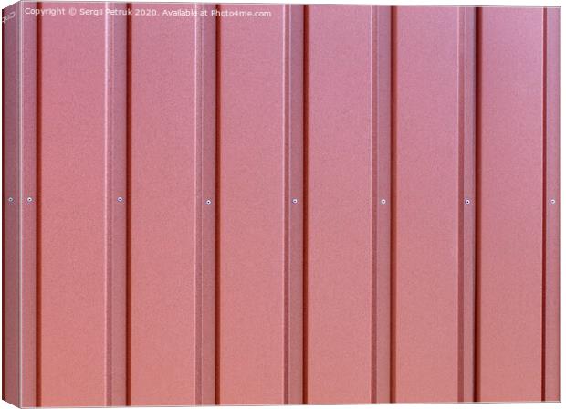 Reddish-brown corrugated steel sheet with vertical guides. Canvas Print by Sergii Petruk