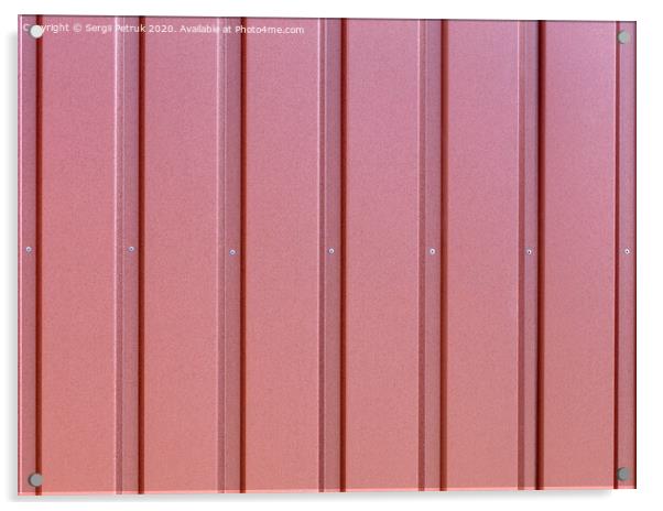 Reddish-brown corrugated steel sheet with vertical guides. Acrylic by Sergii Petruk