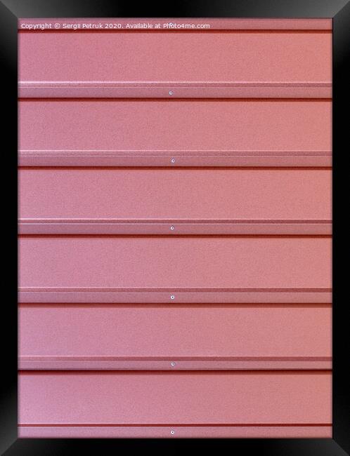 Reddish-brown corrugated steel sheet with girizontal guides. Framed Print by Sergii Petruk