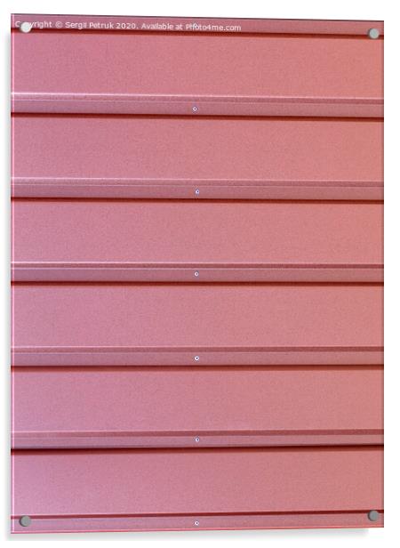 Reddish-brown corrugated steel sheet with girizontal guides. Acrylic by Sergii Petruk