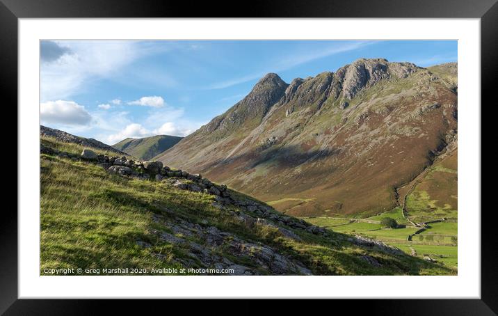 The Langdale Pikes Lake District Framed Mounted Print by Greg Marshall