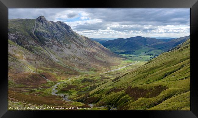 The Langdale Pikes Framed Print by Greg Marshall
